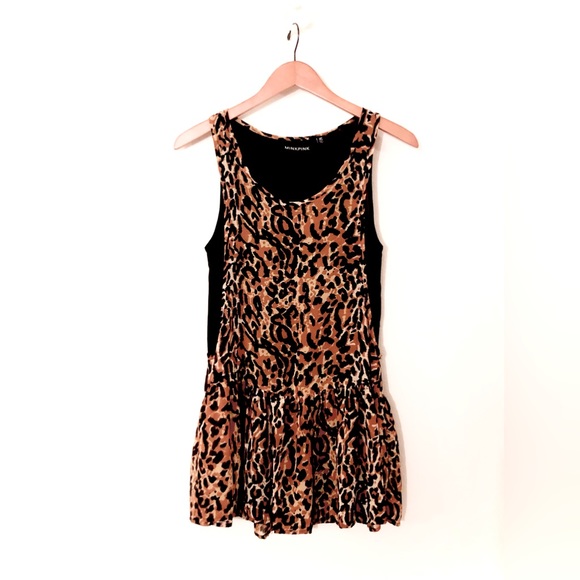 MINKPINK LEOPARD SMOCKED MINI DRESS SIZE XS - Picture 4 of 5
